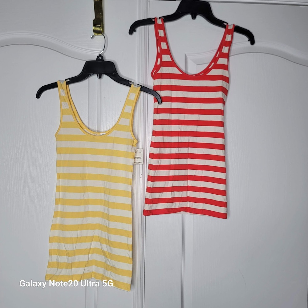BP Lot of 2 striped yellow red white sleeveless tank top shirt Stretch womens XS